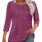 🔥🔥 2025 Women's 3/4 Length Sleeve Top Pleated Front T-Shirt