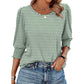 Women Dressy Casual 3/4 Length Sleeve Blouses with Smocked Cuffs