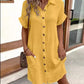 💥Limited Sale Only ￡13.99!!✨Short Sleeve Shirt Dress - Soft, Pocketed & Effortlessly Stylish💃