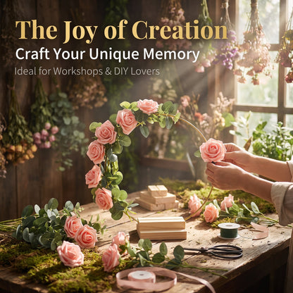 💐BUY 2 GET 1 FREE +  50% OFF!🎀Gold Metal Floral Hoop Centerpiece with Wooden Stand