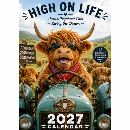 ⏰LAST DAY SALE ONLY ￡7.99!!🔥2027 Funny Highland Cow Wall Calendar | A4 Hanging Calendar
