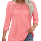 🔥🔥 2025 Women's 3/4 Length Sleeve Top Pleated Front T-Shirt
