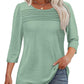 🔥🔥 2025 Women's 3/4 Length Sleeve Top Pleated Front T-Shirt