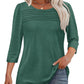 🔥🔥 2025 Women's 3/4 Length Sleeve Top Pleated Front T-Shirt