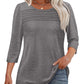🔥🔥 2025 Women's 3/4 Length Sleeve Top Pleated Front T-Shirt