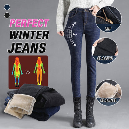 Thermal Flannel Denim Jeggings