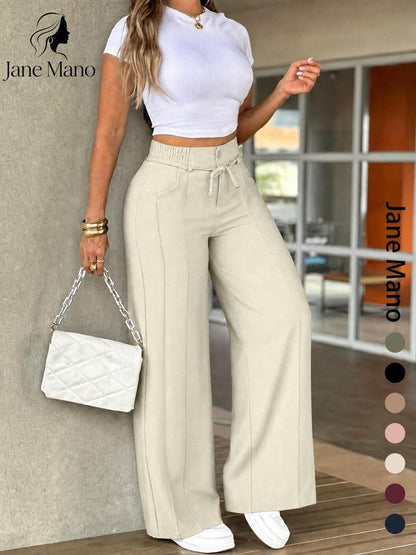 ⏳Last Day Sale Only ￡15.99!!👖 💥 Women's High-Waisted Straight Leg Trousers – Front seam & elastic back – Versatile, comfortable & perfect for office or casual wear ✨🌸