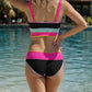 🏖️Vacation Sale 49% OFF💃Color Contrast Patchwork Nylon Sporty 3 Piece Bikini Sets