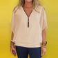 Women's Chiffon Zip-up Neck Casual Top