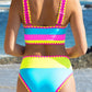 🏖️Vacation Sale 49% OFF💃Color Contrast Patchwork Nylon Sporty 3 Piece Bikini Sets