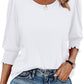 Women Dressy Casual 3/4 Length Sleeve Blouses with Smocked Cuffs