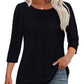 🔥🔥 2025 Women's 3/4 Length Sleeve Top Pleated Front T-Shirt