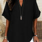 🔥Women's Plain Short Sleeve Blouse, Casual Solid Color Top for Daily Wear, Ladies Clothes for All Seasons