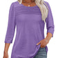 🔥🔥 2025 Women's 3/4 Length Sleeve Top Pleated Front T-Shirt
