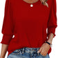 Women Dressy Casual 3/4 Length Sleeve Blouses with Smocked Cuffs