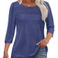 🔥🔥 2025 Women's 3/4 Length Sleeve Top Pleated Front T-Shirt