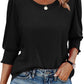 Women Dressy Casual 3/4 Length Sleeve Blouses with Smocked Cuffs