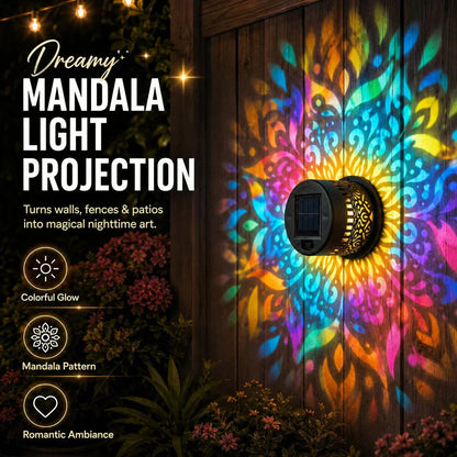 🌀💥Limited Sale -Buy 1 Get 1 Free🌞💡Solar Mandala Wall Light Outdoor Garden Fence Projector Lamp Patio Ambient Decor