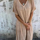 Women's Loose V-neck cotton linen dress