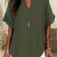 🔥Women's Plain Short Sleeve Blouse, Casual Solid Color Top for Daily Wear, Ladies Clothes for All Seasons