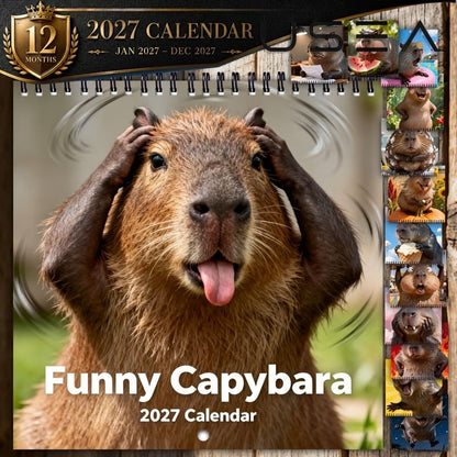 🥳2026 HOT SALE🥳💞50K+ SOLD!📢📢49% OFF! Funny Capybara 2027 Wall Calendar – 12-Month Cute & Playful Spiral Wall Planner for Capybara Lovers & Nature Fans