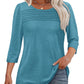 🔥🔥 2025 Women's 3/4 Length Sleeve Top Pleated Front T-Shirt