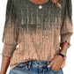 Women Dressy Casual 3/4 Length Sleeve Blouses with Smocked Cuffs