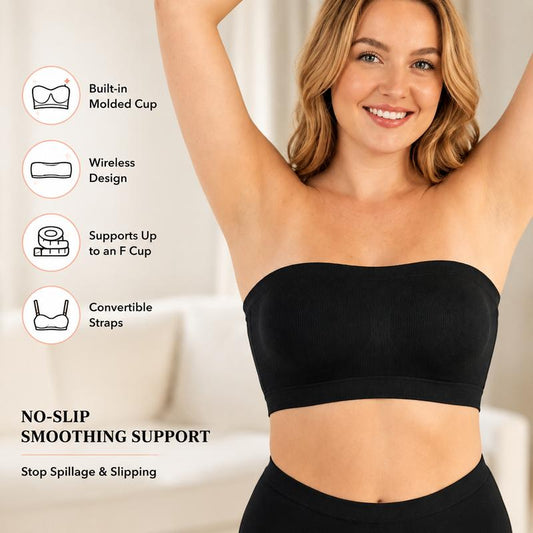⏳LAST DAY SALE ONLY ￡10.99!!👍✨Convertible Strapless Bandeau Bra with Wireless Comfort, Anti-Slip Grip & Removable Straps Fit Outfits👙🇬🇧