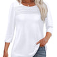 🔥🔥 2025 Women's 3/4 Length Sleeve Top Pleated Front T-Shirt