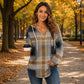 💖2026 Autumn’s Sale 70% OFF✨🍂Easy Everyday Comfort | Women's Plaid Hooded Drawstring V-Neck Shirt