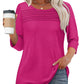 🔥🔥 2025 Women's 3/4 Length Sleeve Top Pleated Front T-Shirt