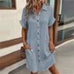 💥Limited Sale Only ￡13.99!!✨Short Sleeve Shirt Dress - Soft, Pocketed & Effortlessly Stylish💃