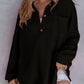 Women’s Loose Solid Color Waffle Knit Shirt