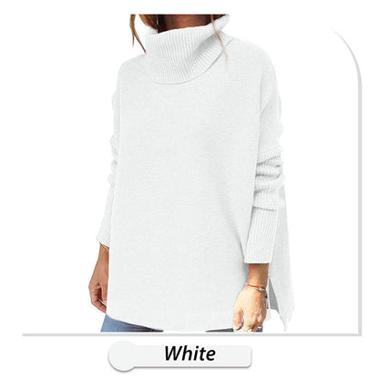 🔥Hot Sale🔥Women's Turtleneck Oversize Hem Knit Pullover Sweater