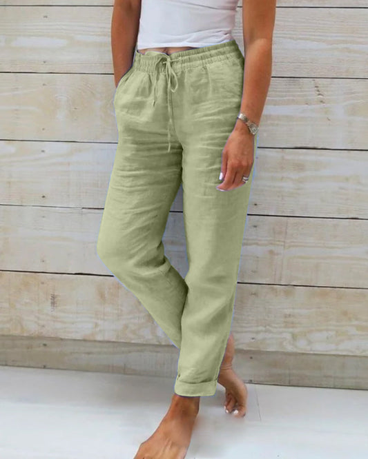 🌸LAST DAY SPECIAL PRICE: ￡11.99!!🌸Women's  Elastic Waist Cotton Linen Casual Pants