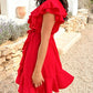 ❤️2025 New Products❤️Women's Elegant Waist Tie V-Neck Ruffle Dress