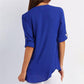🔥Summer Hot Sale-49% Off🩷V Neck Loose Chiffon 3/4 Sleeve Zipper Blouse