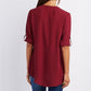 🔥Summer Hot Sale-49% Off🩷V Neck Loose Chiffon 3/4 Sleeve Zipper Blouse