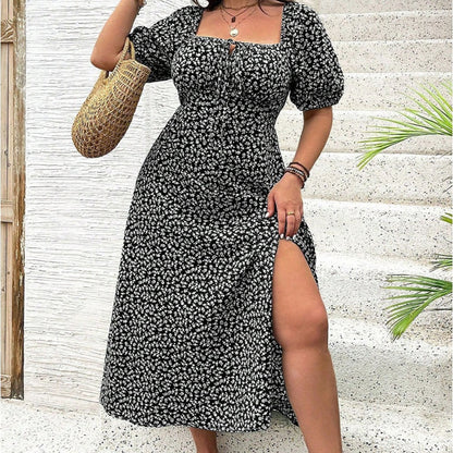 💃Summer Hot Sale-49% OFF💗Plus Size Split Floral Print Boho Maxi Dress