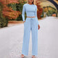 💥Christmas Sale 50% OFF👚Crop Top Straight Leg Pants 2-Piece Lounge Set ✨Cozy holiday style! Perfect for relaxing & festive gatherings🎄