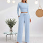 💥Christmas Sale 50% OFF👚Crop Top Straight Leg Pants 2-Piece Lounge Set ✨Cozy holiday style! Perfect for relaxing & festive gatherings🎄