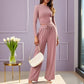 💥Christmas Sale 50% OFF👚Crop Top Straight Leg Pants 2-Piece Lounge Set ✨Cozy holiday style! Perfect for relaxing & festive gatherings🎄