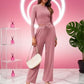 💥Christmas Sale 50% OFF👚Crop Top Straight Leg Pants 2-Piece Lounge Set ✨Cozy holiday style! Perfect for relaxing & festive gatherings🎄