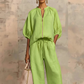 👚 LIMITED-TIME 50% OFF! 👖 Women's Solid Color 2-Piece Tracksuit – Puff Sleeve, Wide Leg, Zipper Detail ✨