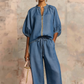 👚 LIMITED-TIME 50% OFF! 👖 Women's Solid Color 2-Piece Tracksuit – Puff Sleeve, Wide Leg, Zipper Detail ✨