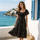 🔥2026 Summer Hot Sale 50% OFF!✨Square Neck Floral Midi Dress – Smocked Bodice, Flowy Tiered Skirt, Romantic🌸