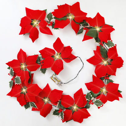 🎁🎄Christmas Sale 50% OFF!😍 Poinsettia Flower String Lights – Add a Warm Holiday Glow ✨