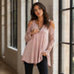 💃2026 Summer New Arrival 50% OFF💥Women's Lace Cold Shoulder Top with Zipper