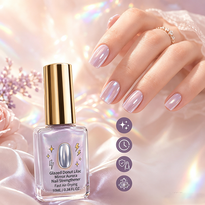 💜💅Last Day-Buy 1 Get 1 Free：ONLY ￡8.99!!!✨Lilac Glossy Mirror Nail Strengthener