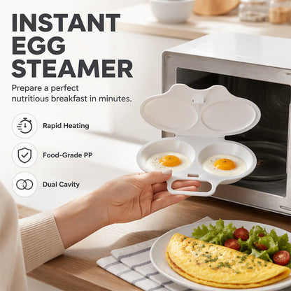 ⏰Last Day Special Price ￡5.99!!⏰Microwave Egg Poacher – Dual-Cavity Steamer, Rapid Heating, Non-Stick PP – Ideal for Home, Office & Travel! 🔥